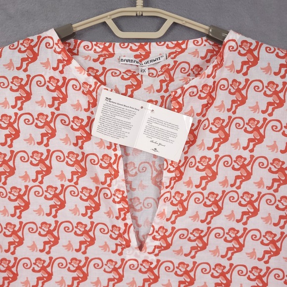 BARBARA GERWIT Flamingo Print Tunic Top Shirt Blouse Coverup Size Plus 2X NEW - Picture 7 of 16